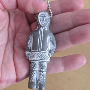 Grey Tundra Inuit Figure Keychain Charm